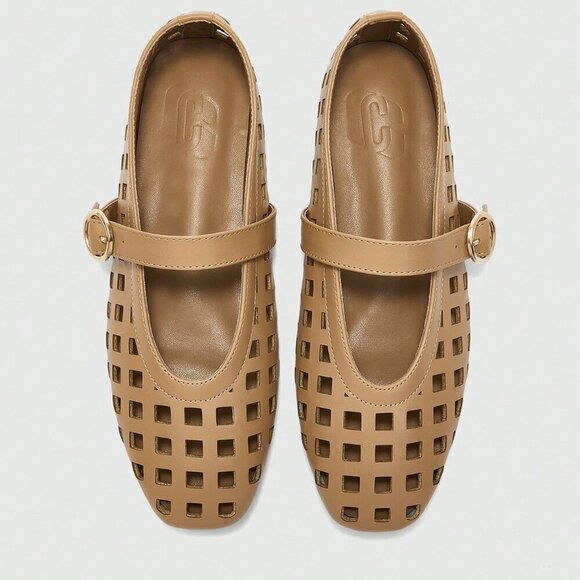 Shoes - Brown Elegant Vintage Women's Mary Jane Flat Shoes